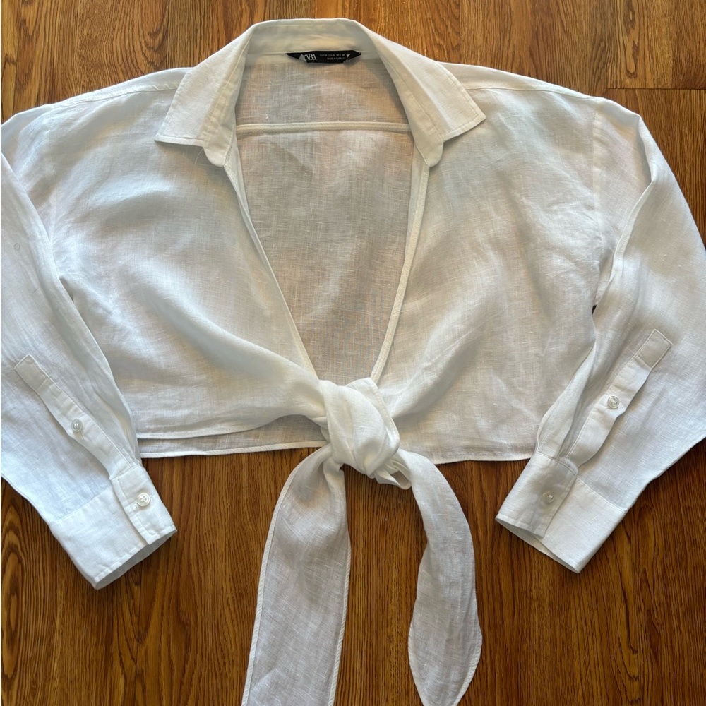 Zara cropped linen shirt - Picture 4 of 9